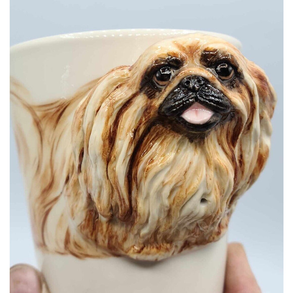 3D Pekingese Coffee Cup/Mug Hand Painted by Blue Witch Ceramics - Picture 3 of 16